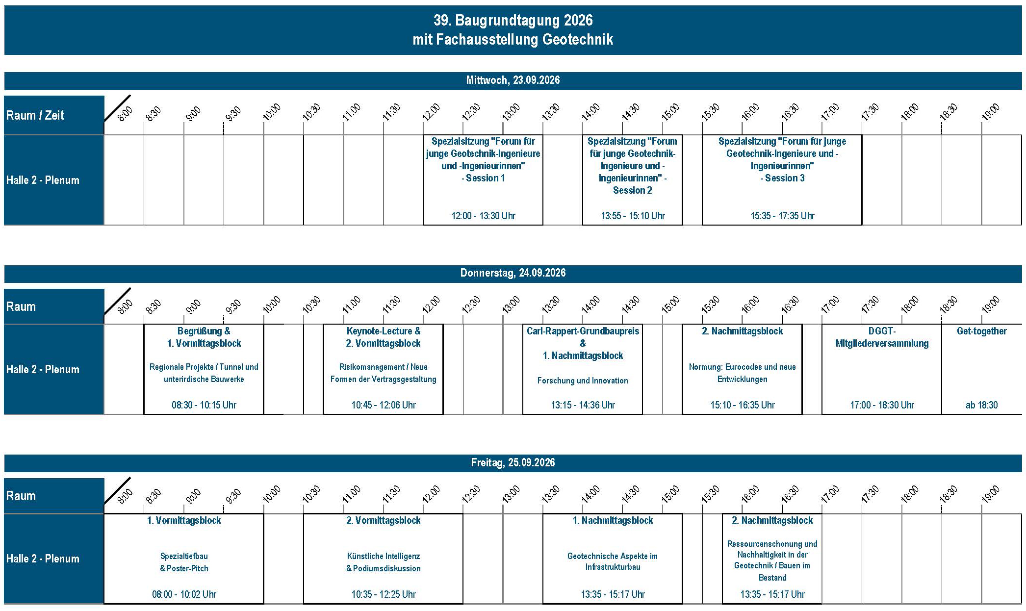 BGT2026 Timetable